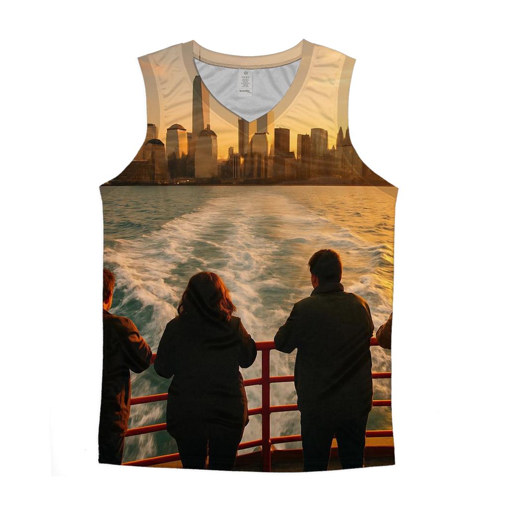 Battery Park Ferry Wake At Golden Sunset stylish racerback tanks