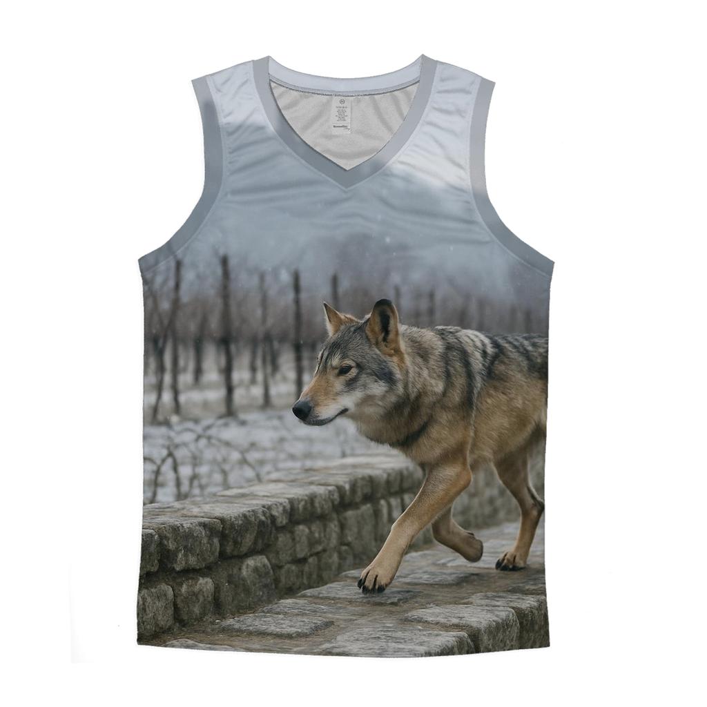 Apennine Wolf At A Winter Vineyard Boundary cotton sleeveless tops