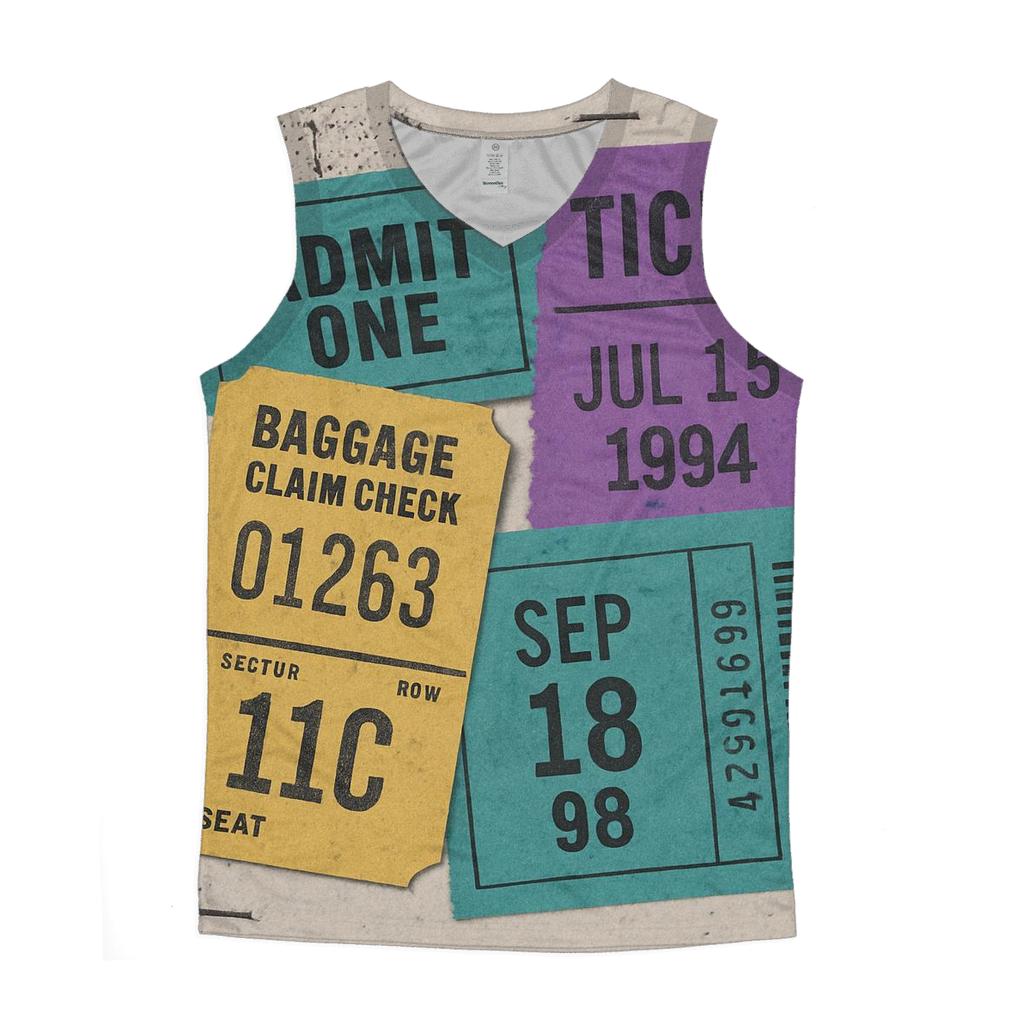 Distressed 90s Space Camp Admission Ticket Collage cotton sleeveless tops