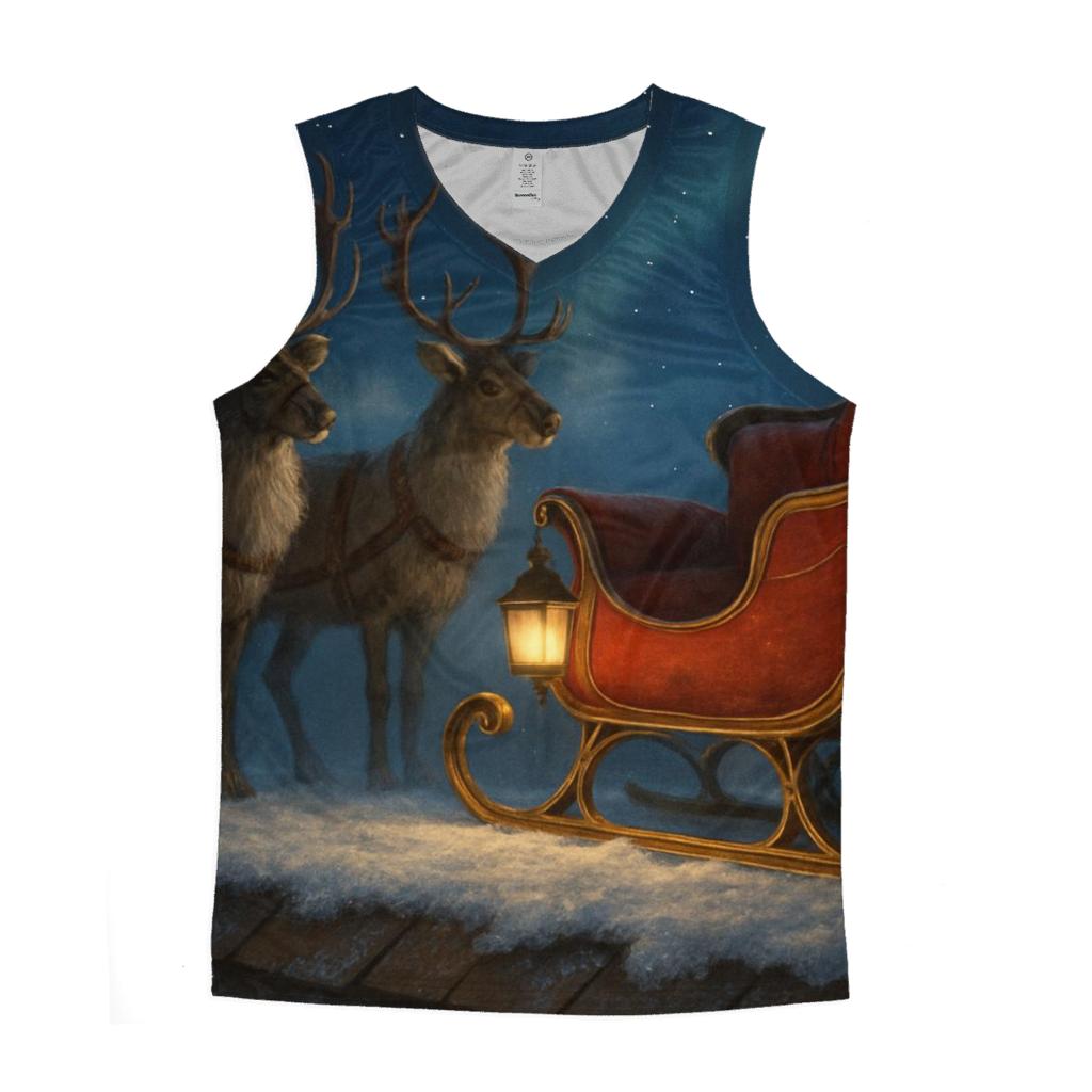 Midnight Sleigh On The Snowy Rooftops designer workout tanks