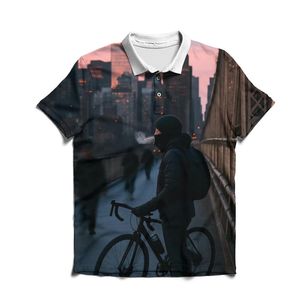 Queensboro Bridge Commuter Dawn Over Midtown classic pique polos