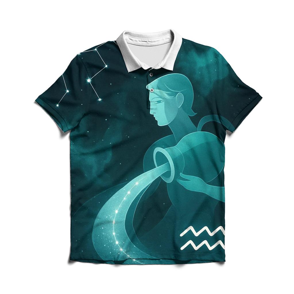 Aquarius Water Bearer Orbit Pour premium cotton polo shirts