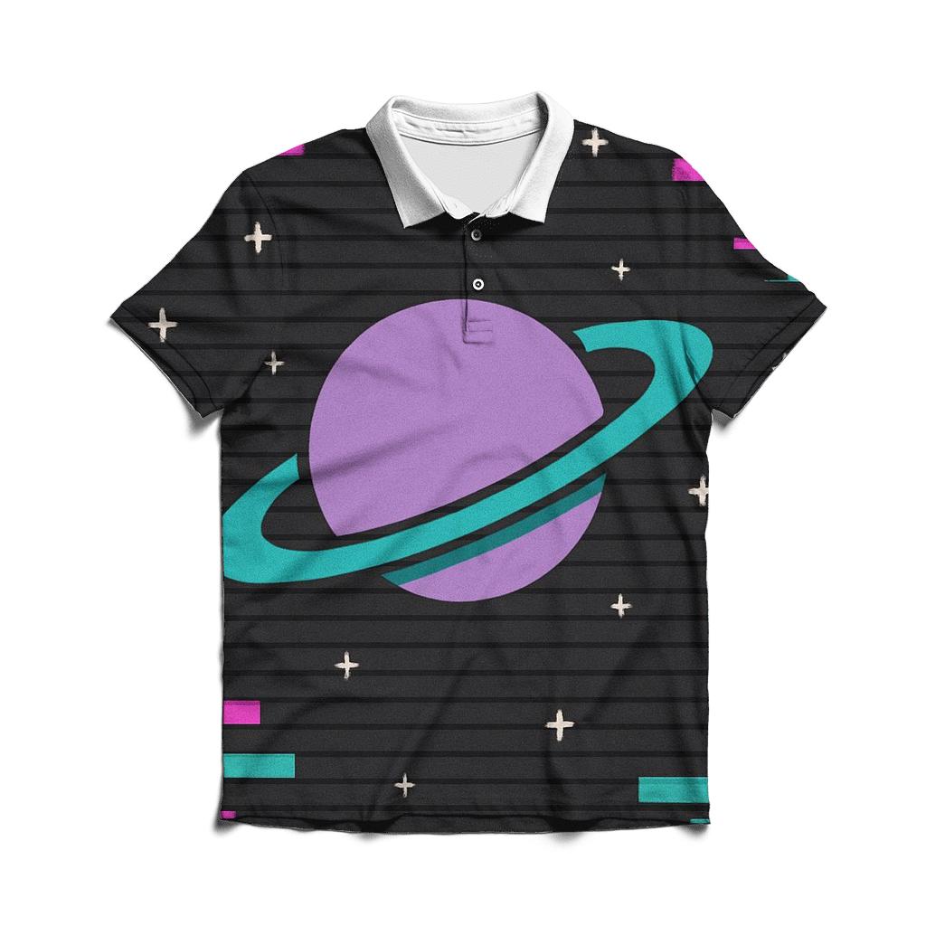 VHS Planetary Scanlines casual sports polo shirts