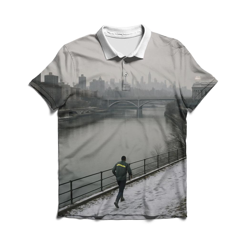 Harlem River Winter Haze With Yankee Stadium Edge premium cotton polo shirts