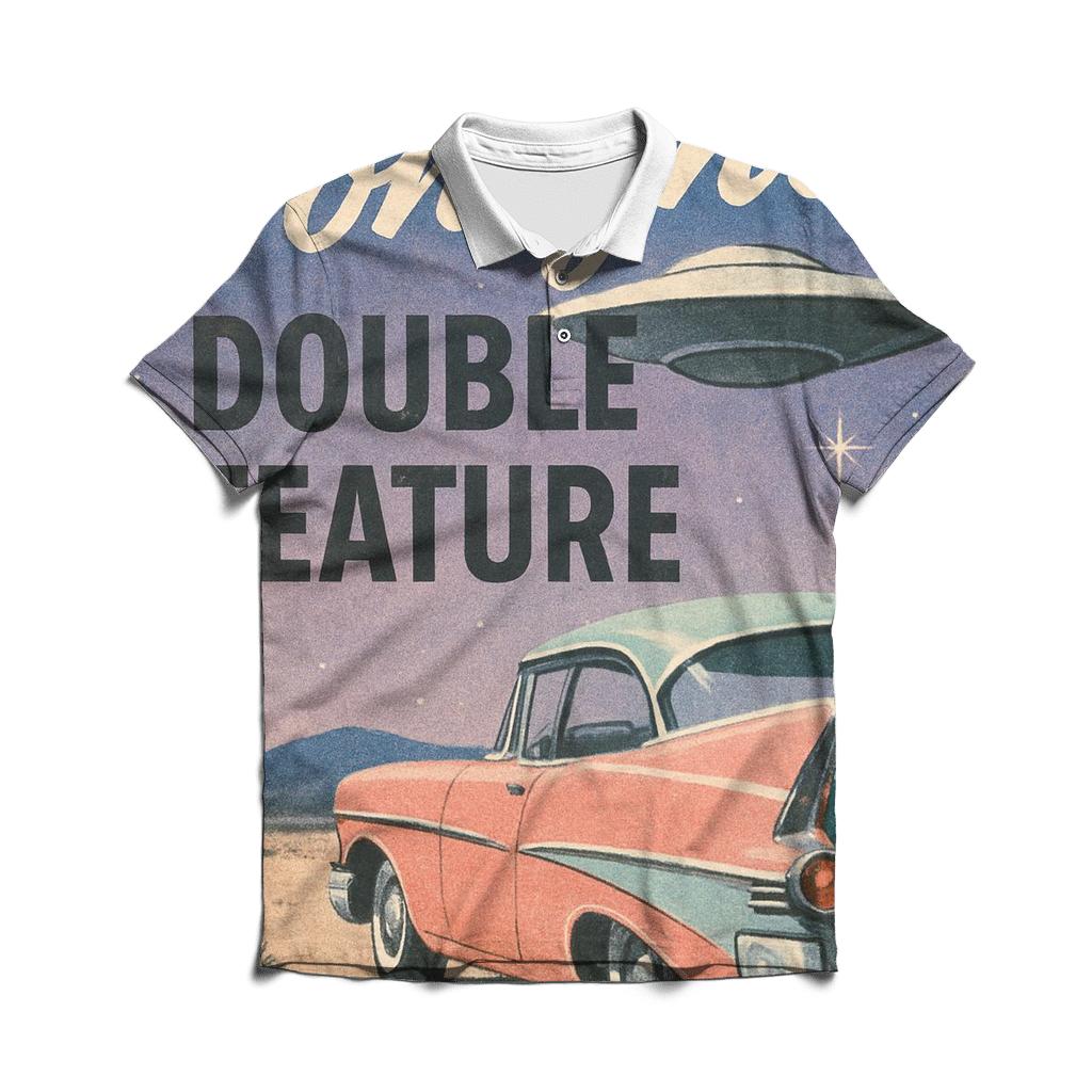 Faded Drive In Cinema Sci Fi Double Feature classic pique polos