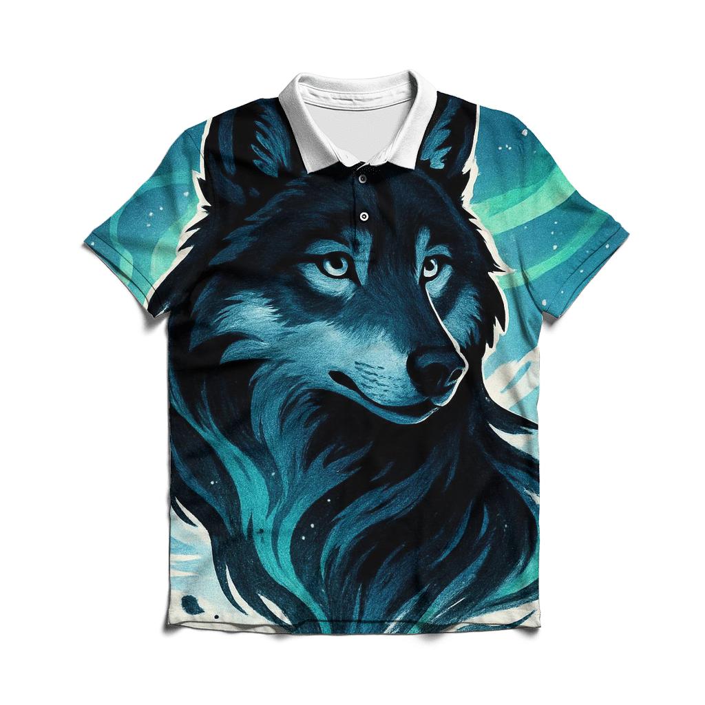 The Auroral Ink Wolf embroidered polo tops