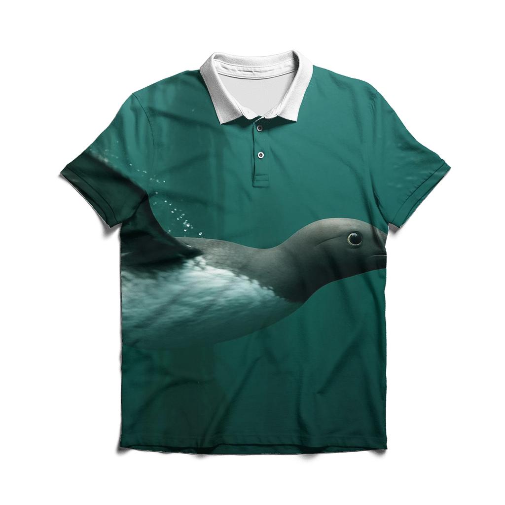 Kelp Forest Pursuit Common Murre branded logo polo shirts