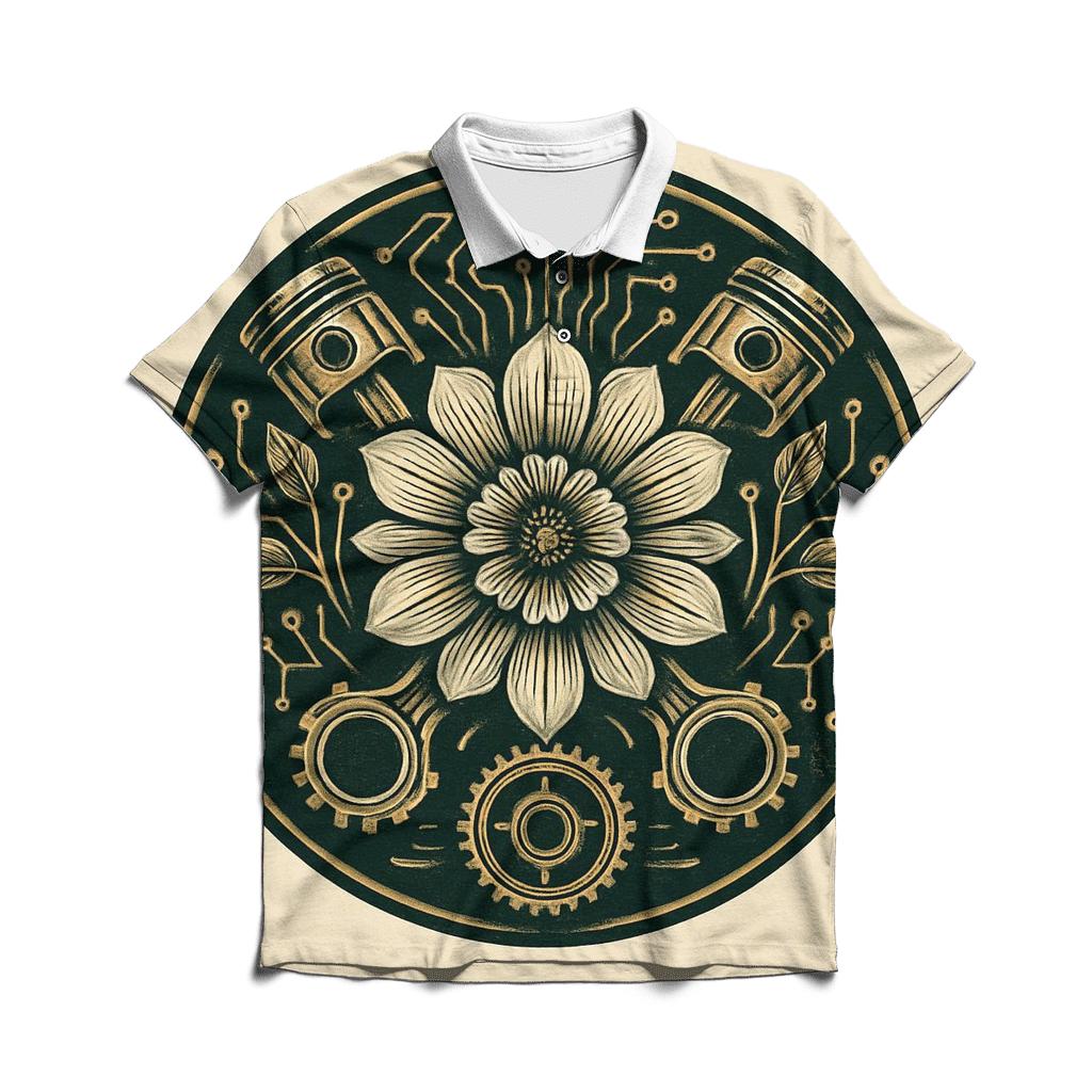 Biomechanical Bloom Emblem casual sports polo shirts