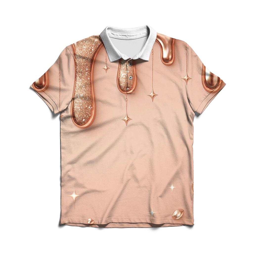 Rose Gold Liquid Luxe branded logo polo shirts