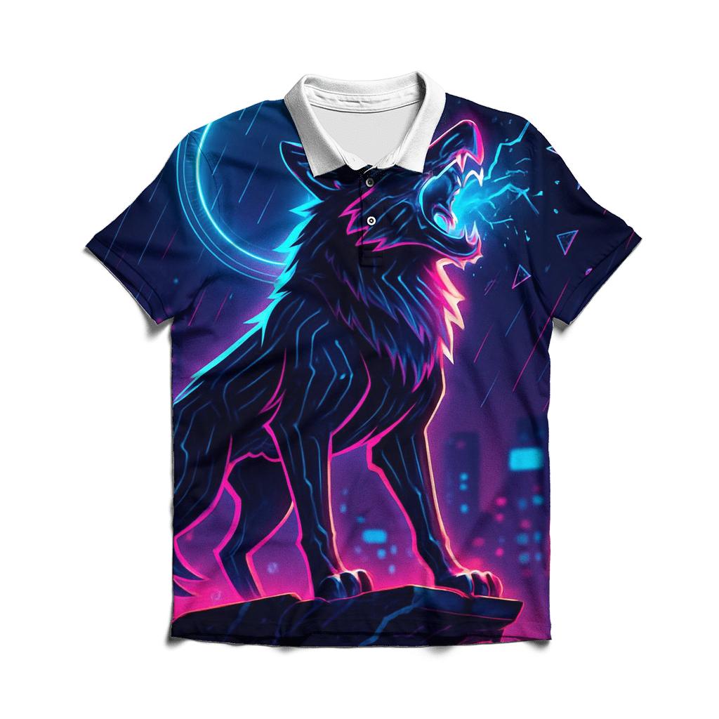 Neon Circuit Howl Sentinel stylish collar polo tees