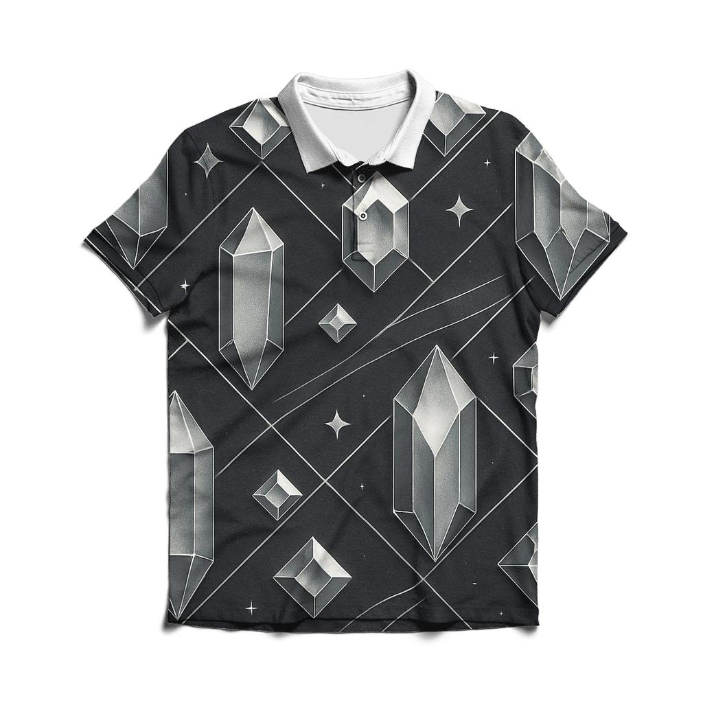 Charcoal Facet Constellation Grid branded logo polo shirts