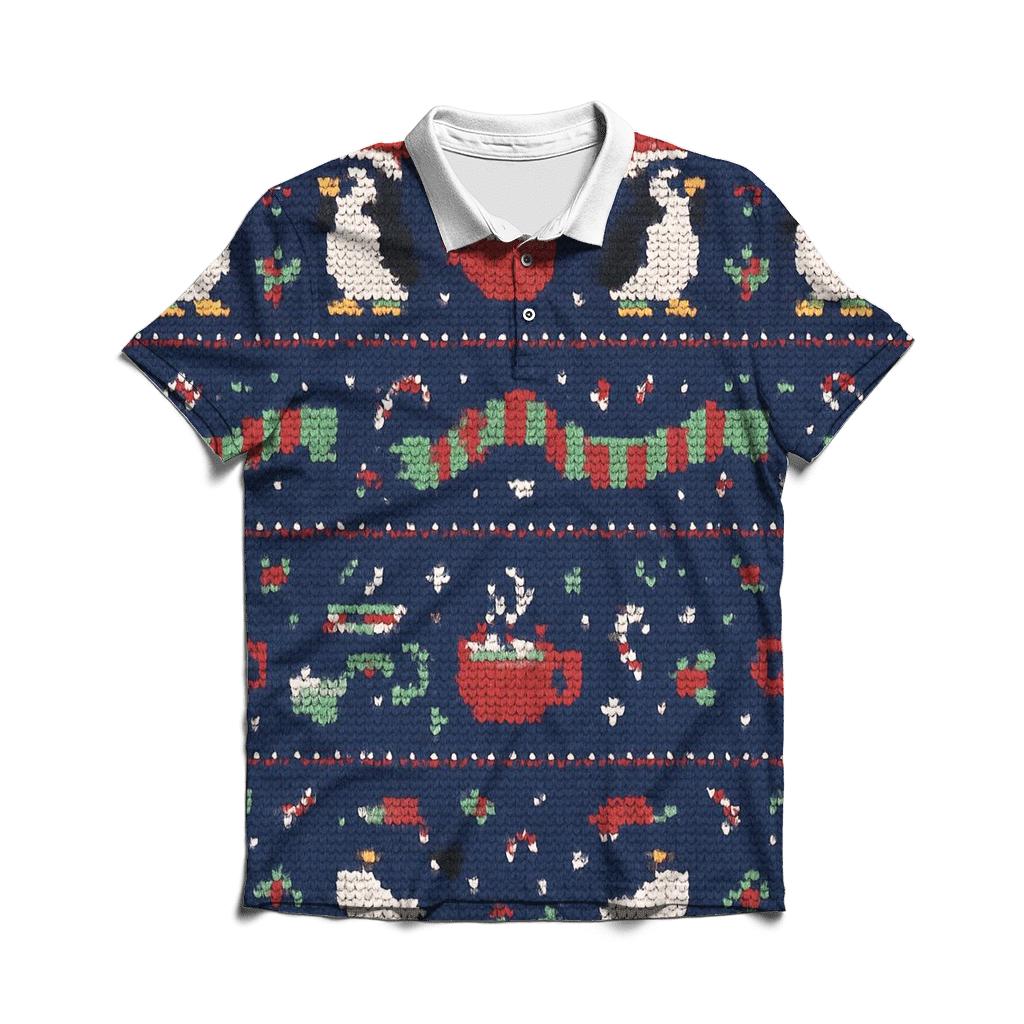 Penguin Parade Cocoa Cup Band Design branded logo polo shirts