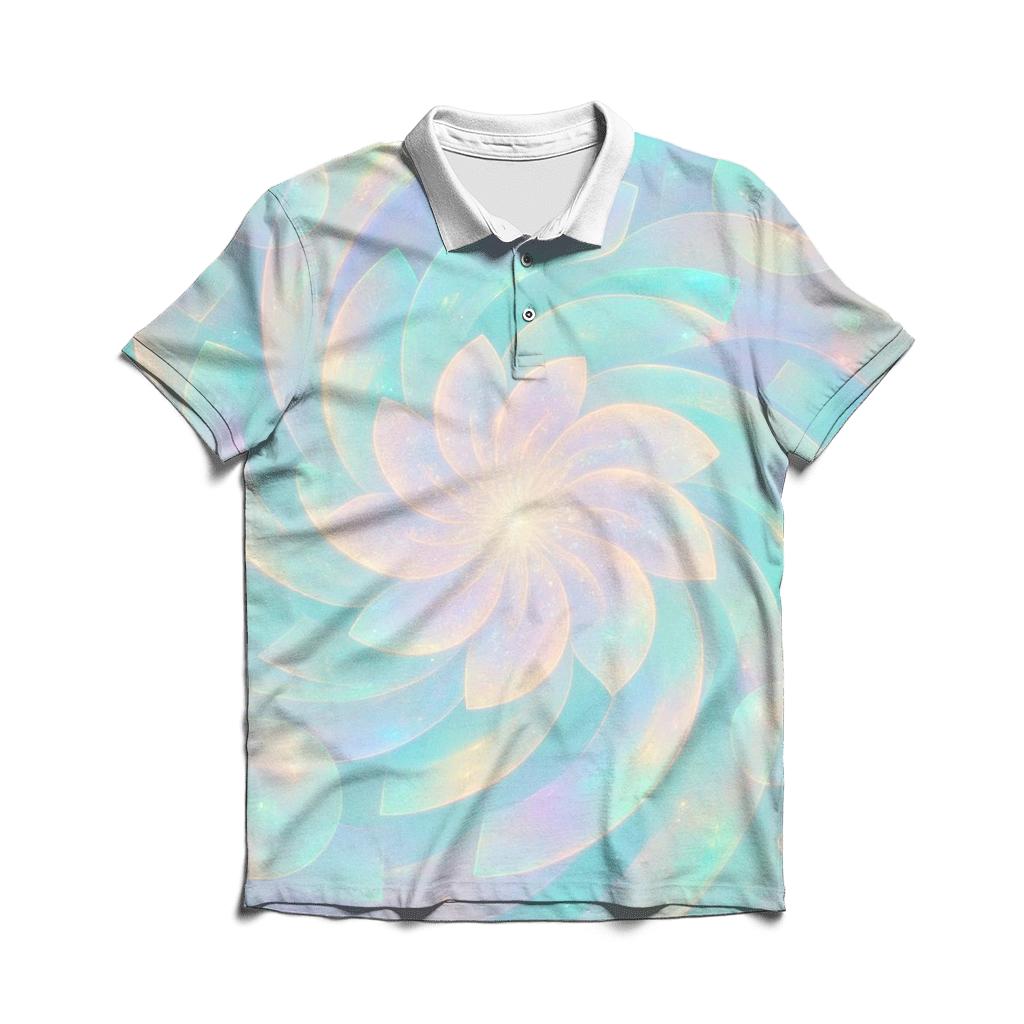 Pastel Opal Bloom Vortex casual sports polo shirts