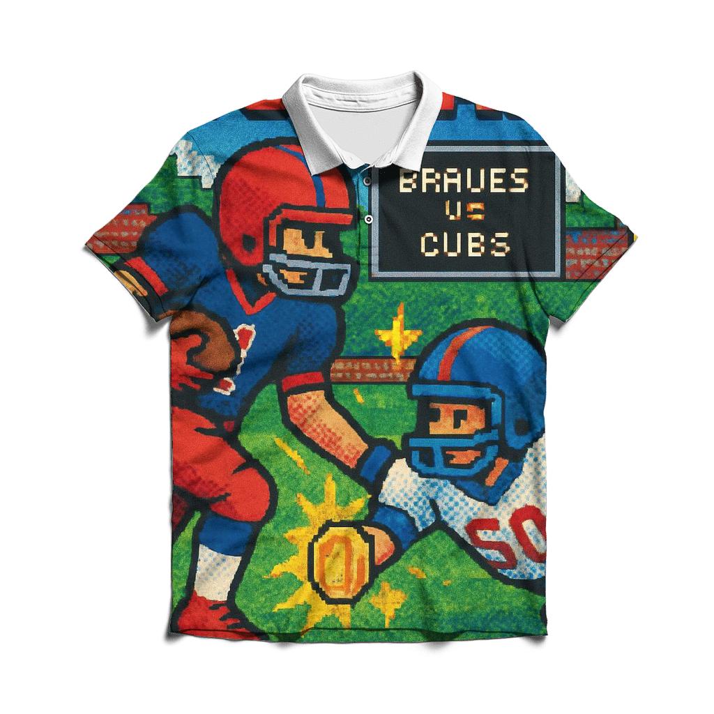 Retro Arcade Poster Braves Vs Cubs Battle Down designer slim fit polos