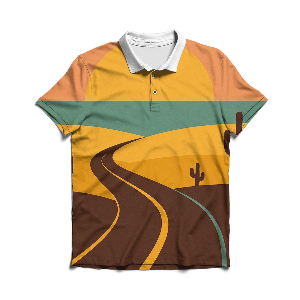 Desert Highway Sun And Horizon Bands branded logo polo shirts