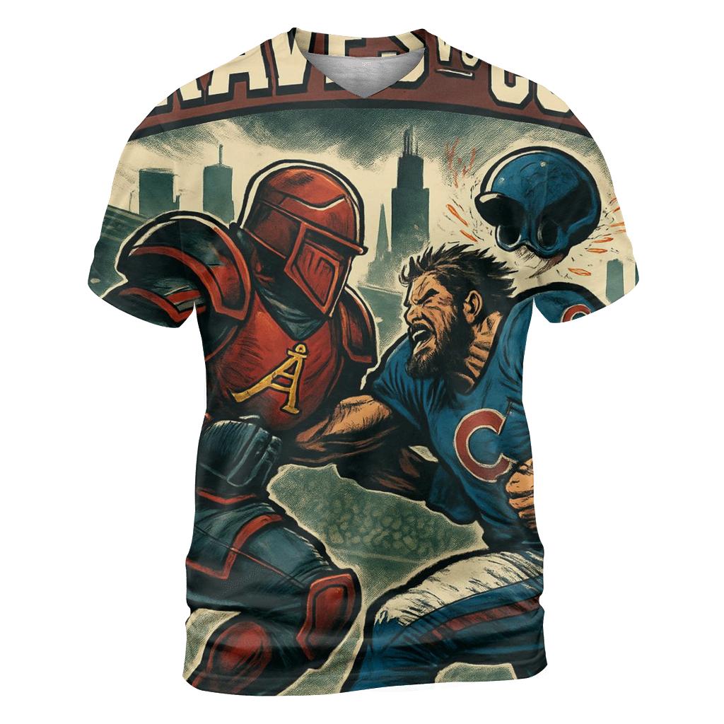 Skyline Clash At Gridiron Wrigley statement graphic shirts