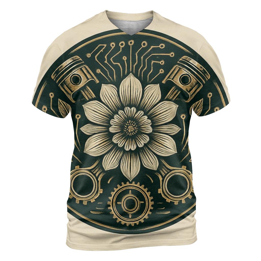 Biomechanical Bloom Emblem custom all-over print shirts