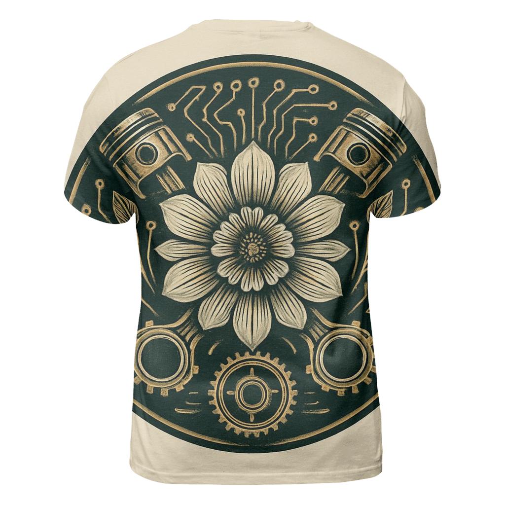 Biomechanical Bloom Emblem custom all-over print shirts