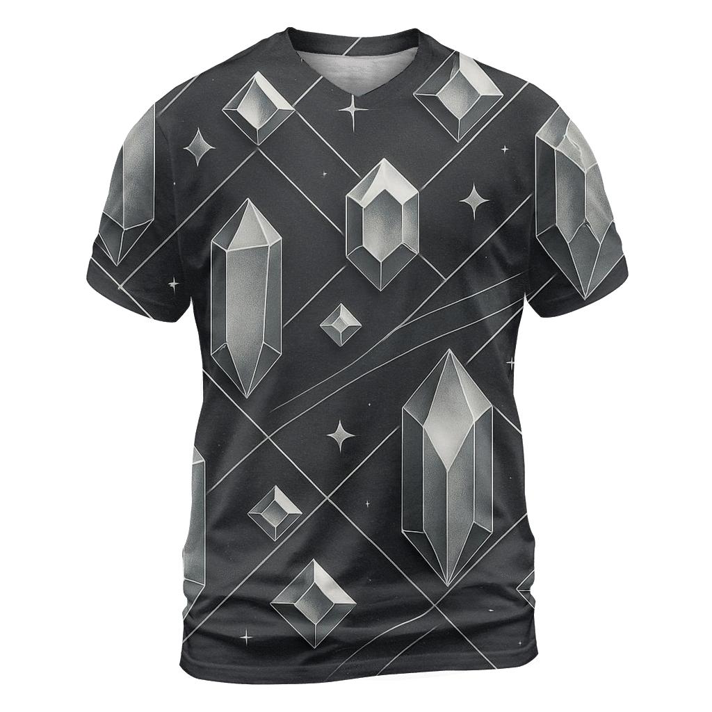 Charcoal Facet Constellation Grid vibrant all-over design tees