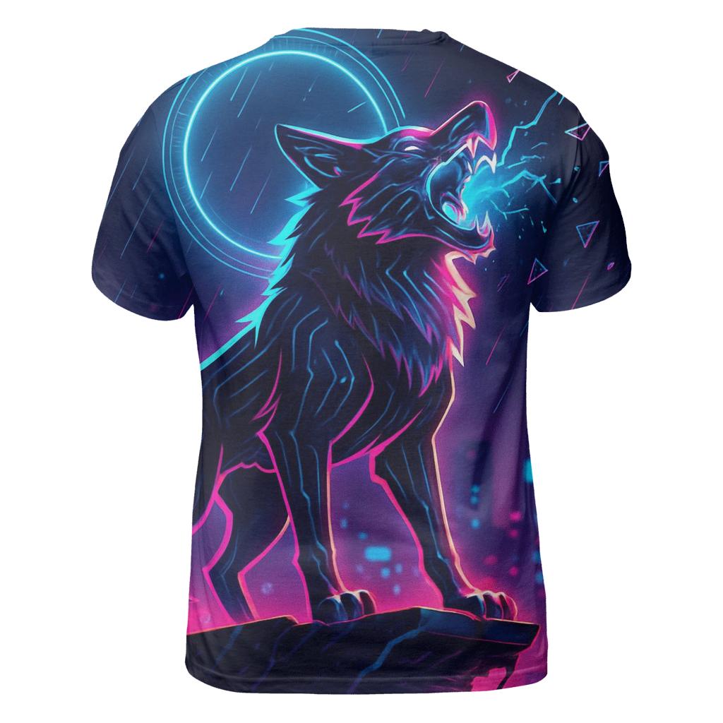 Neon Circuit Howl Sentinel statement graphic shirts