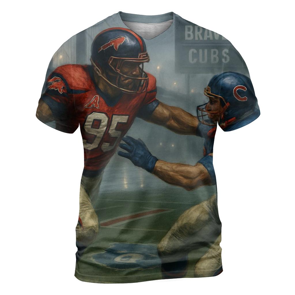 Foggy Riverfront Clash Braves And Cubs unique graphic print tees