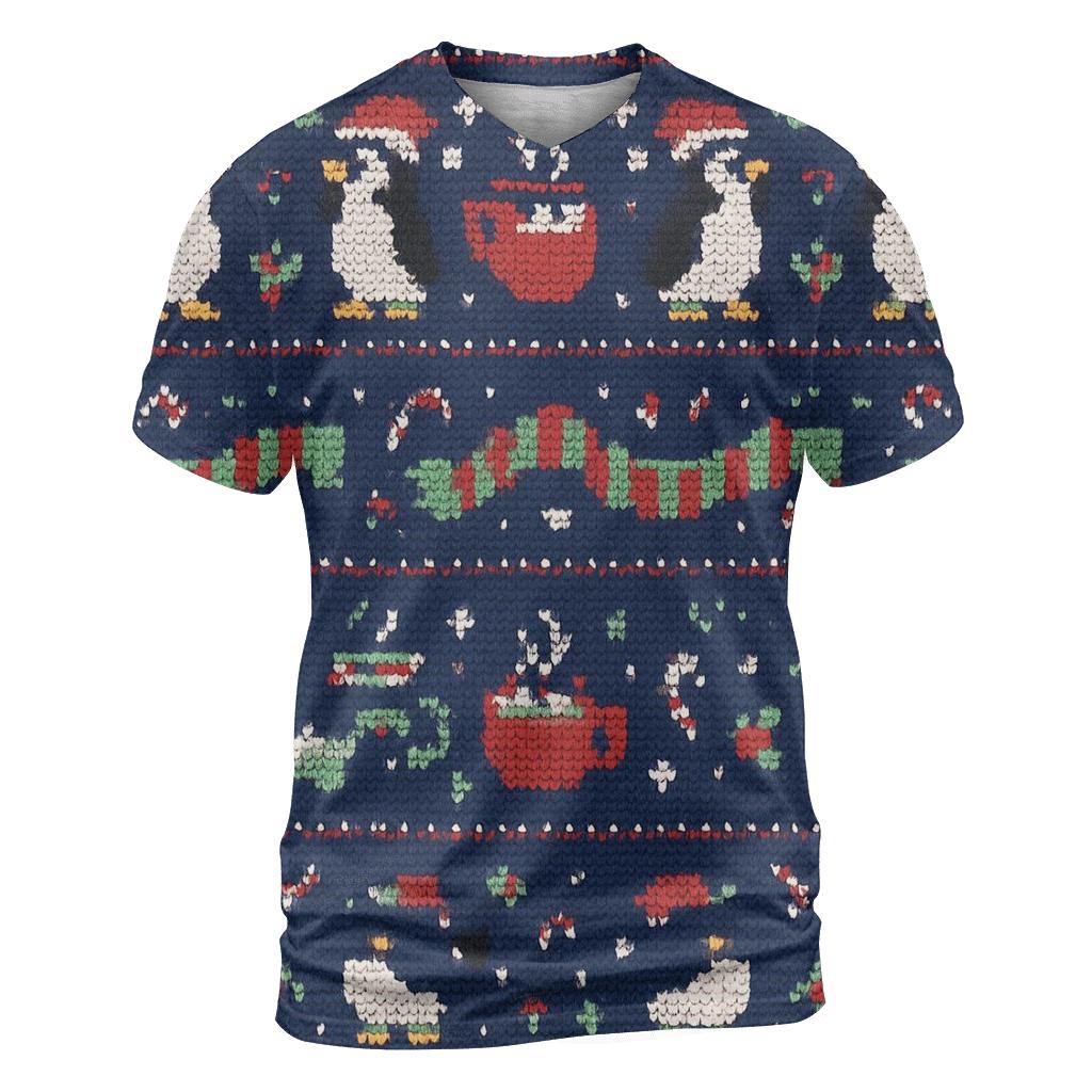 Penguin Parade Cocoa Cup Band Design statement graphic shirts