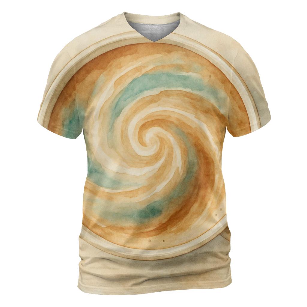 Latte Swirl Nebula vibrant all-over design tees