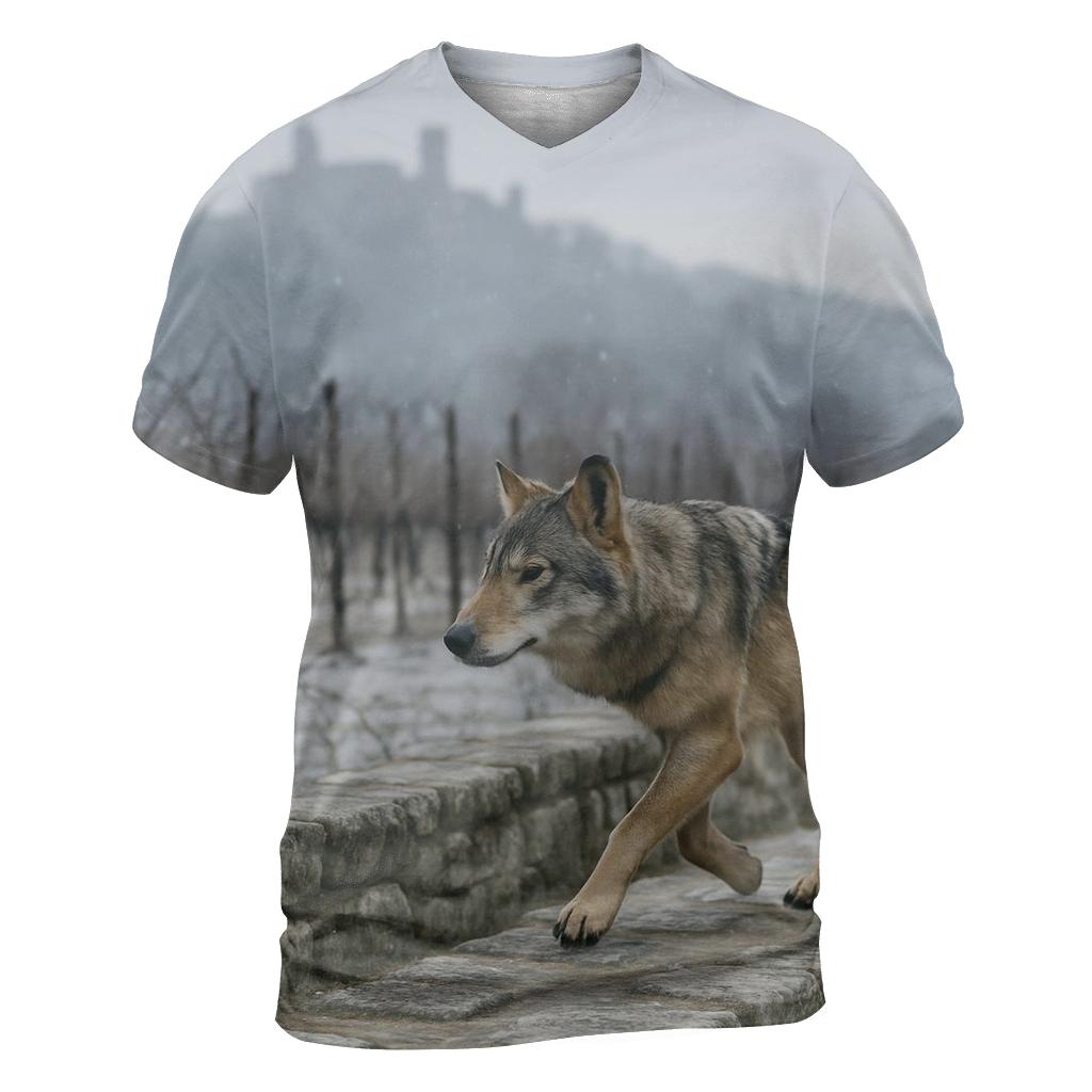 Apennine Wolf At A Winter Vineyard Boundary statement graphic shirts