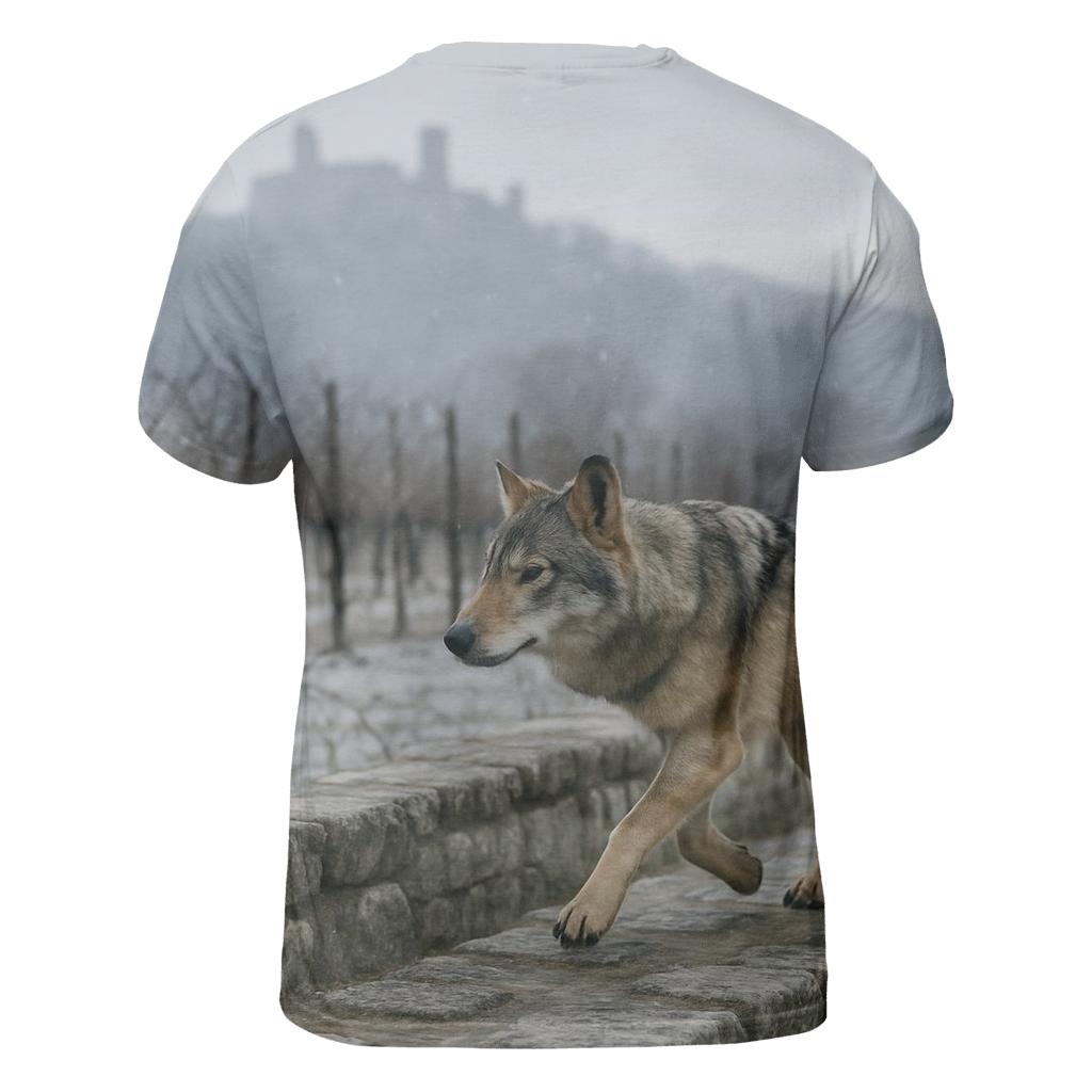 Apennine Wolf At A Winter Vineyard Boundary statement graphic shirts