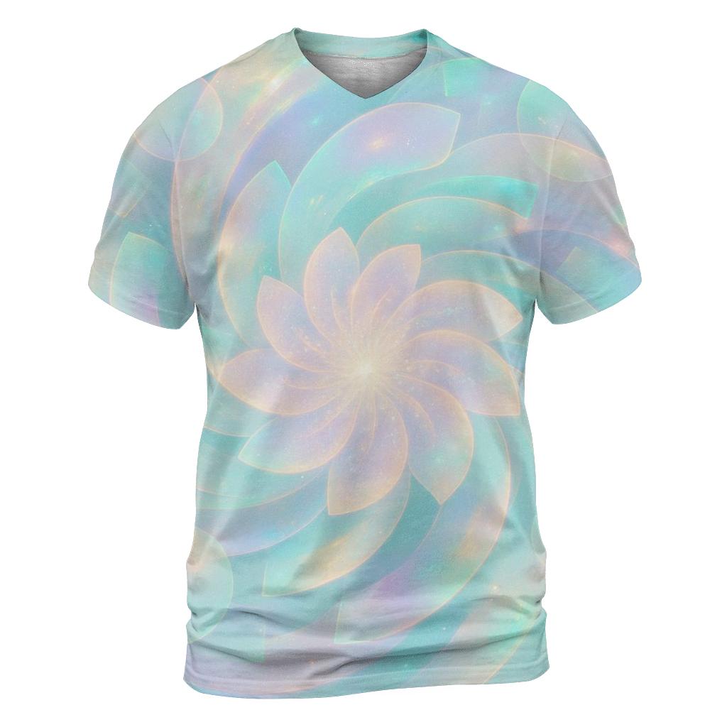 Pastel Opal Bloom Vortex artistic all-over print tops