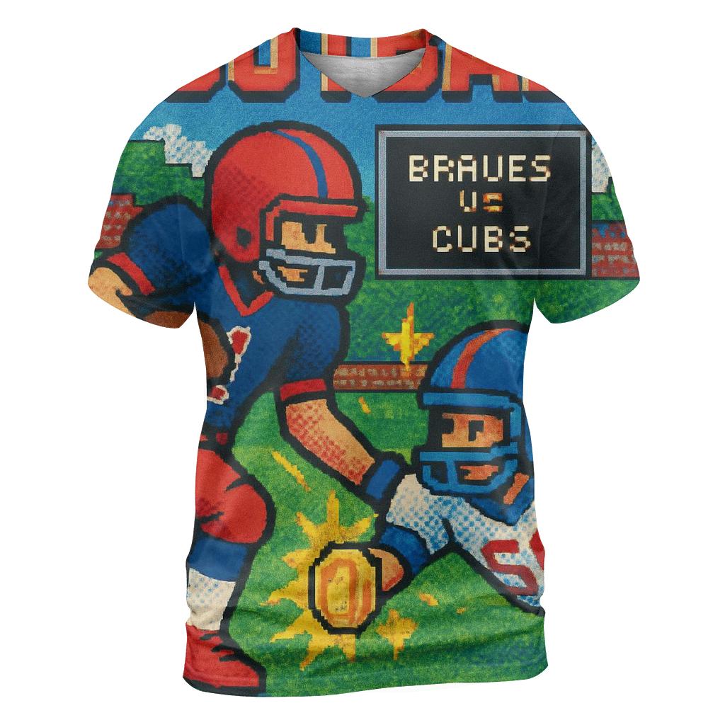 Retro Arcade Poster Braves Vs Cubs Battle Down statement graphic shirts