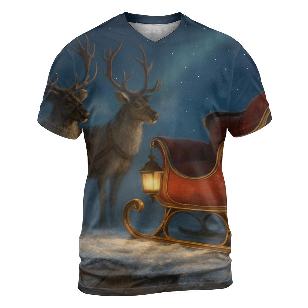 Midnight Sleigh On The Snowy Rooftops trendy printed shirt styles