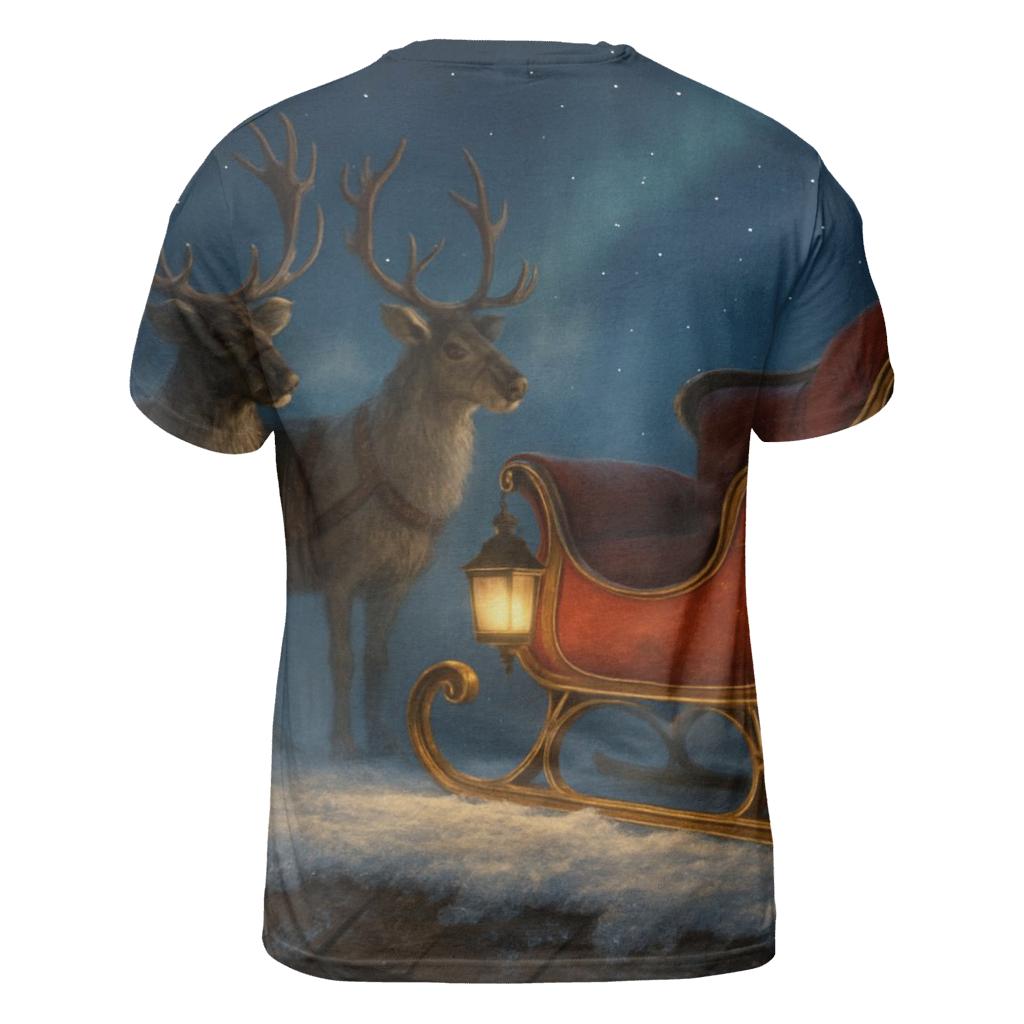 Midnight Sleigh On The Snowy Rooftops trendy printed shirt styles