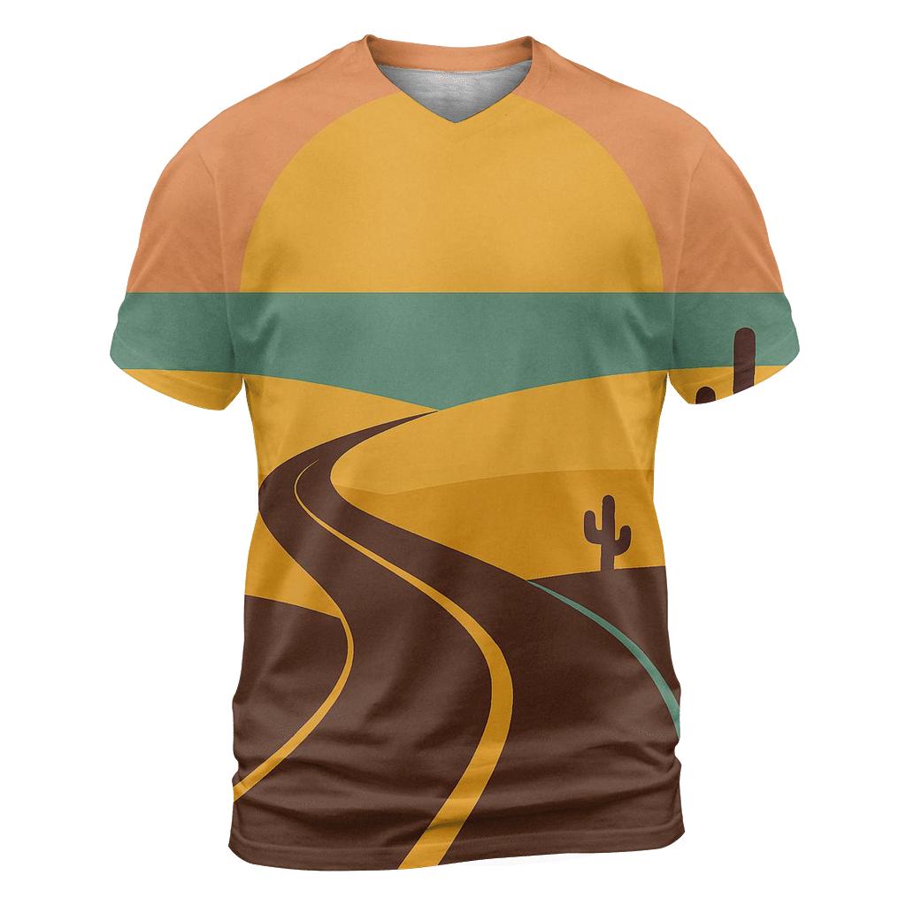 Desert Highway Sun And Horizon Bands vibrant all-over design tees