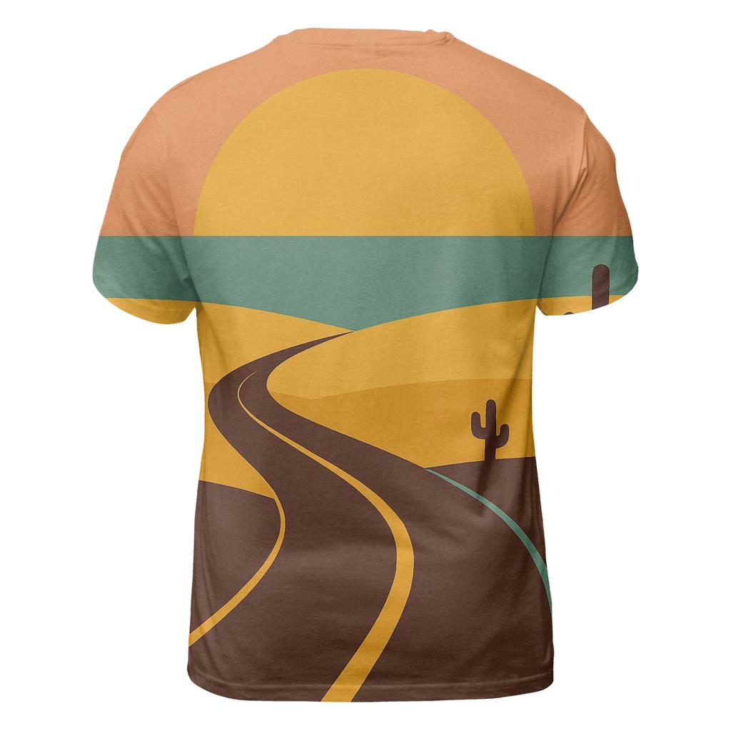Desert Highway Sun And Horizon Bands vibrant all-over design tees