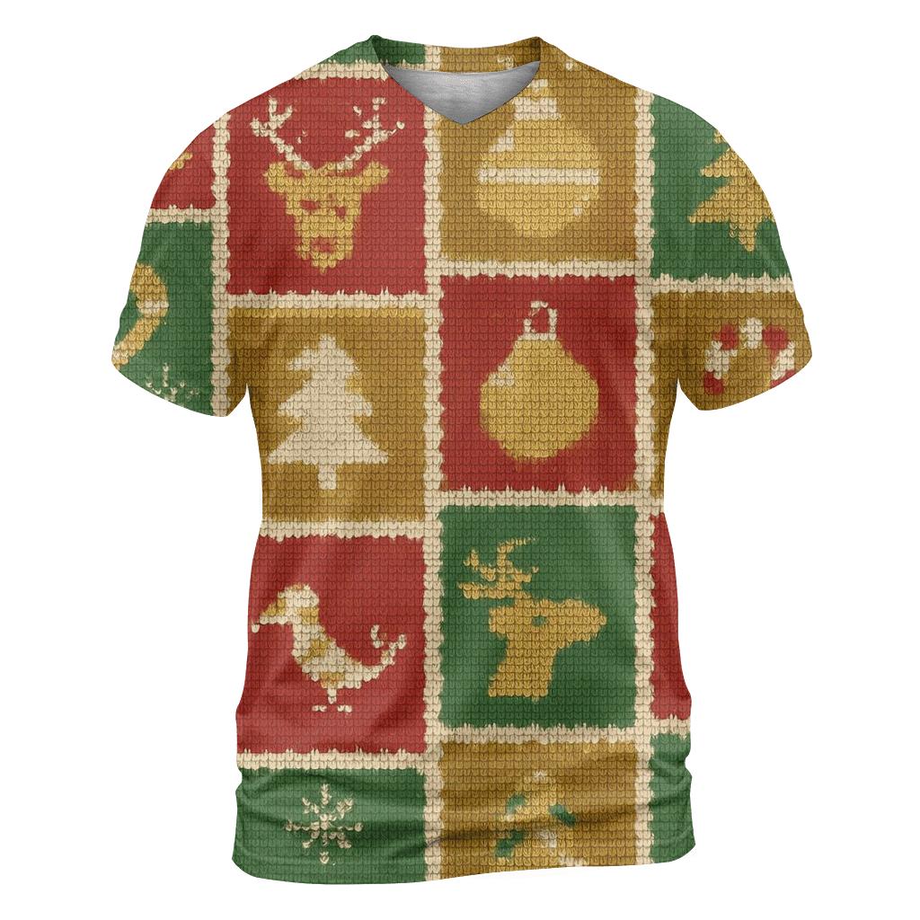 North Pole Postage Stamp Patchwork Design vibrant all-over design tees