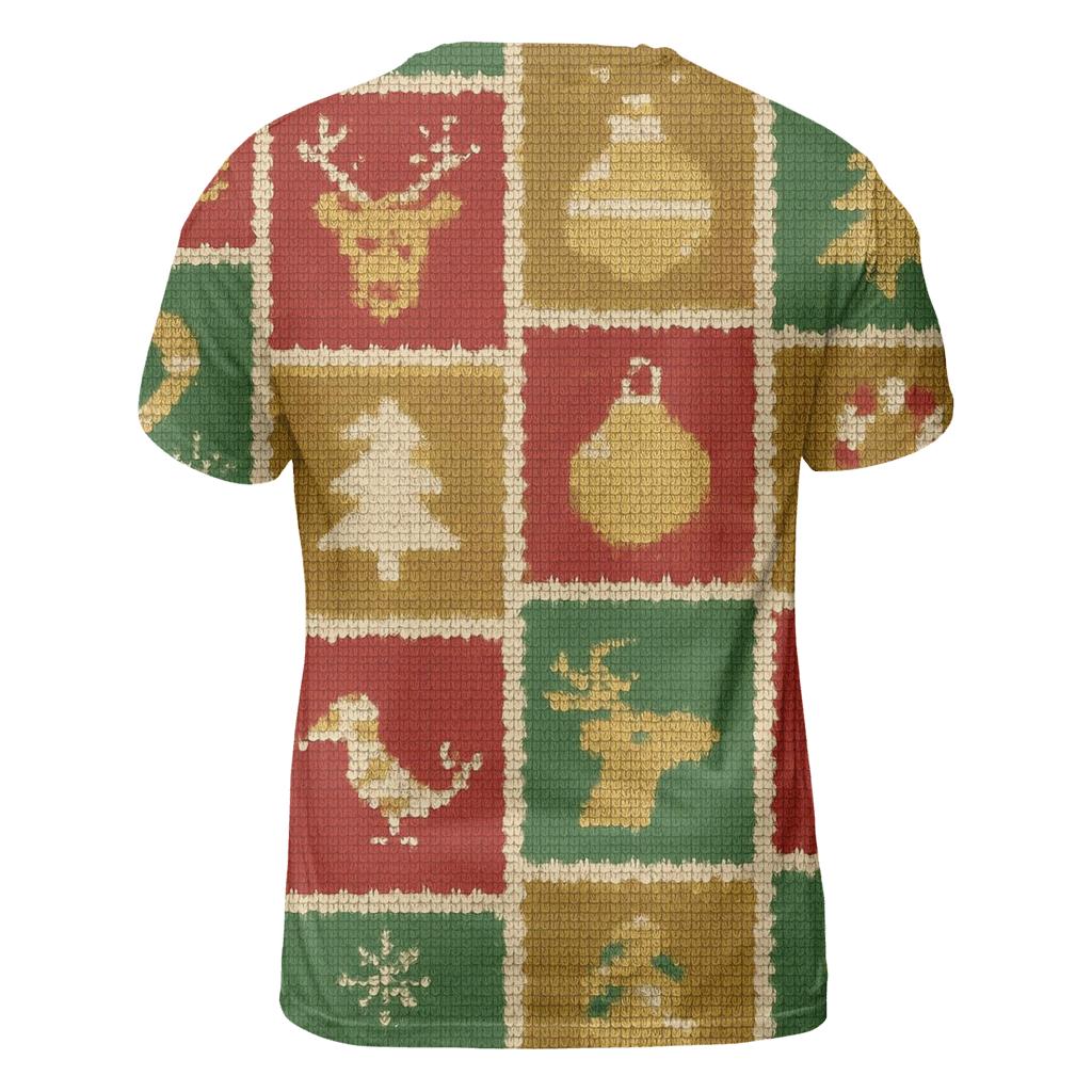 North Pole Postage Stamp Patchwork Design vibrant all-over design tees