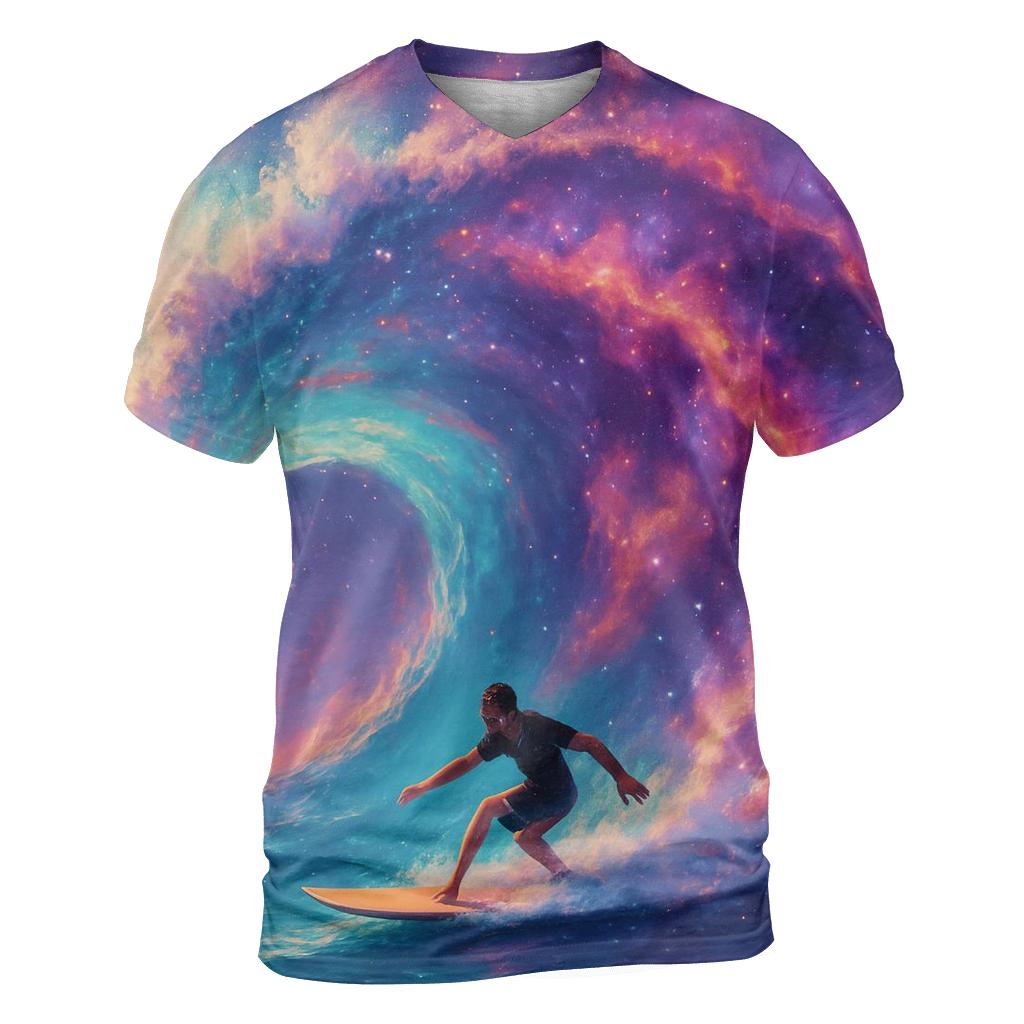 Nebula Wave Surf Session creative print fashion shirts