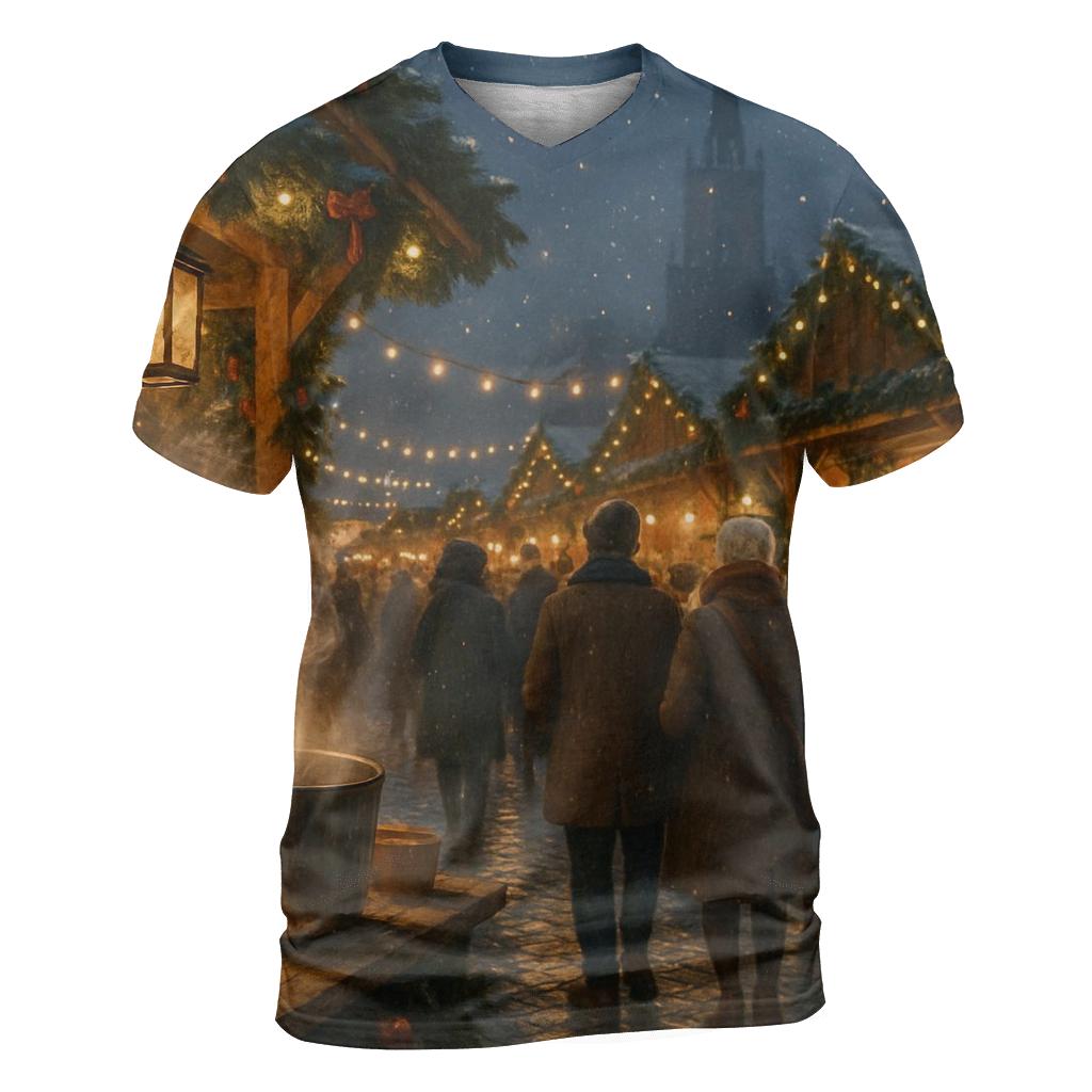 Christmas Market Under Lantern Glow designer pattern shirts