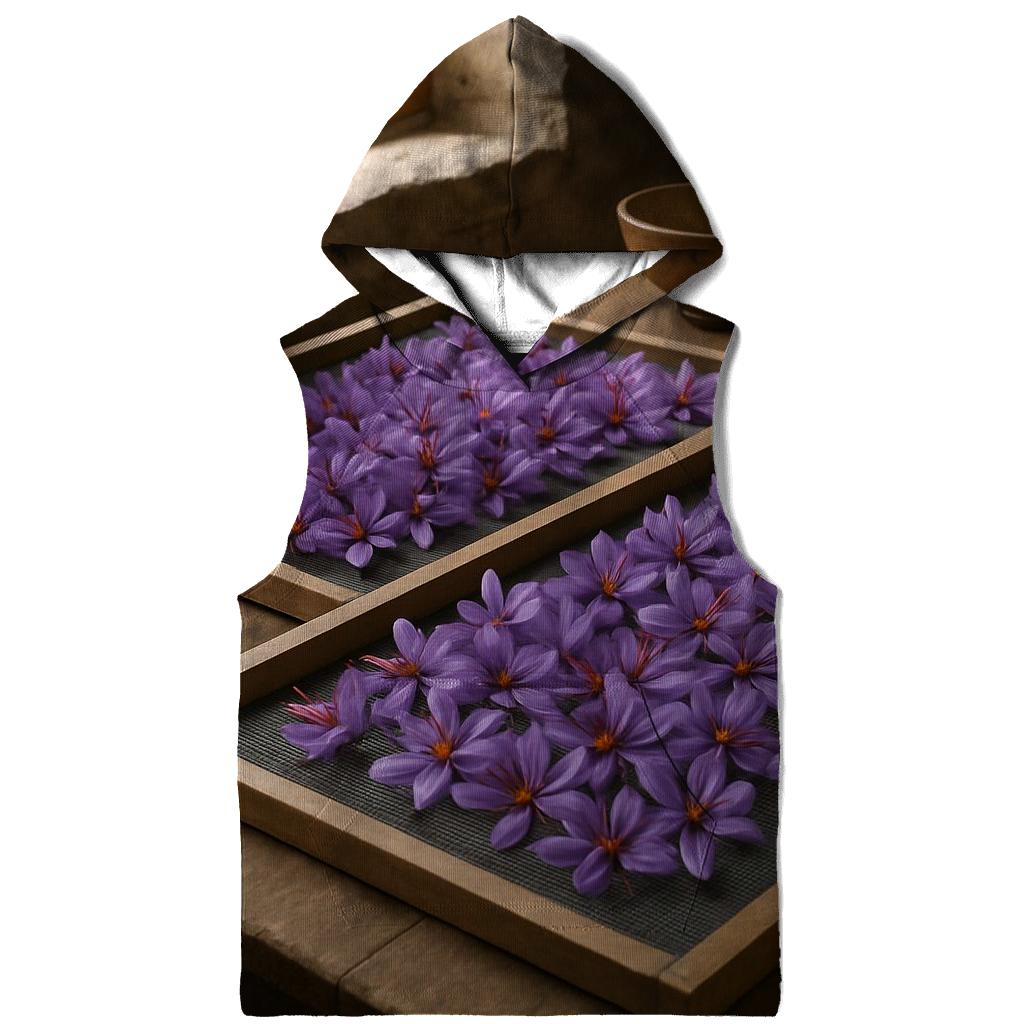 Saffron Crocus Harvest Trays Drying In A Stone Farmhouse Kitchen printed hoodies