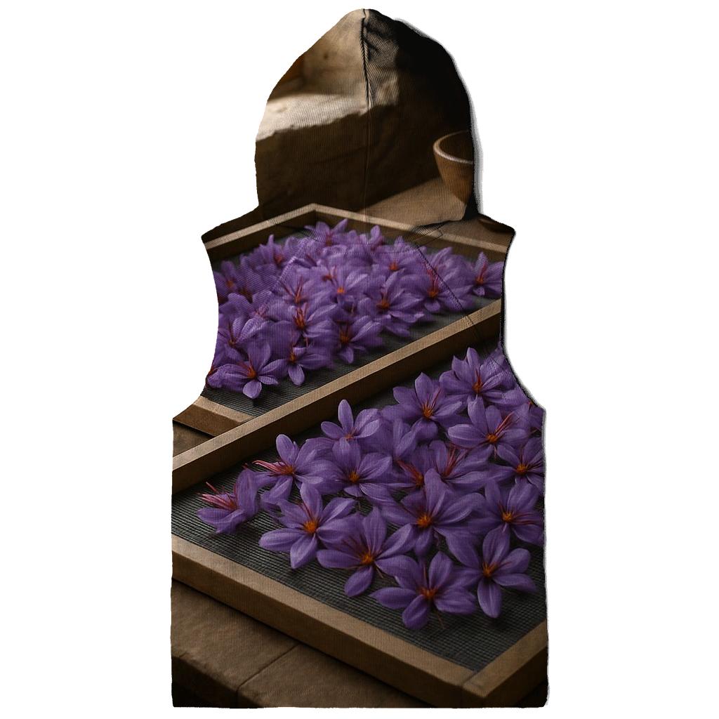 Saffron Crocus Harvest Trays Drying In A Stone Farmhouse Kitchen printed hoodies