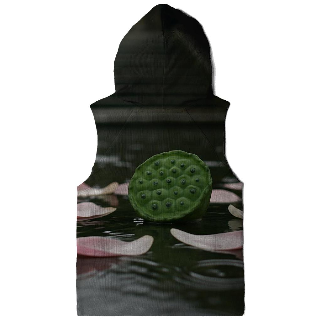 Lotus Seed Pod And Fallen Petals Floating On A Temple Pond After Rain lightweight hoodies