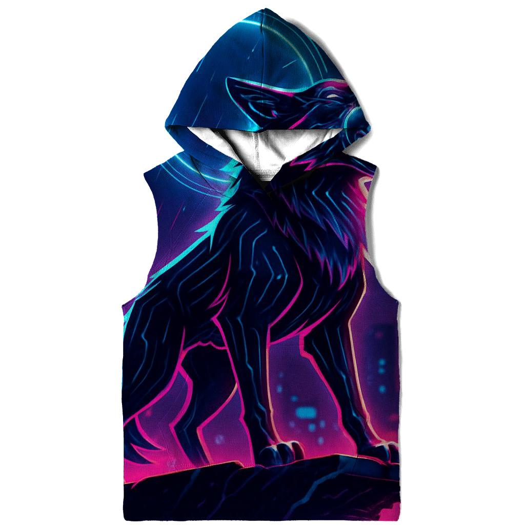 Neon Circuit Howl Sentinel graphic hoodies