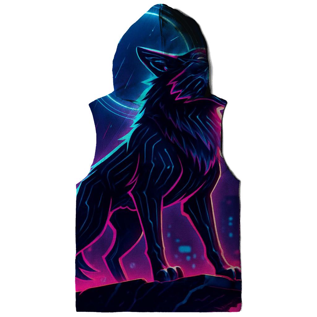 Neon Circuit Howl Sentinel graphic hoodies