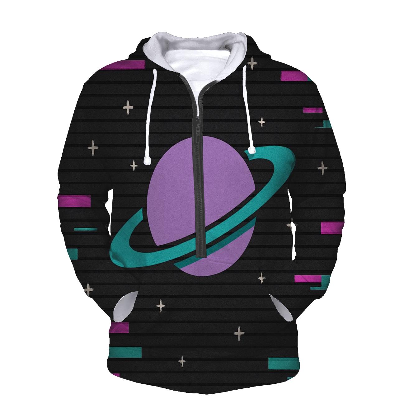 VHS Planetary Scanlines printed hoodies