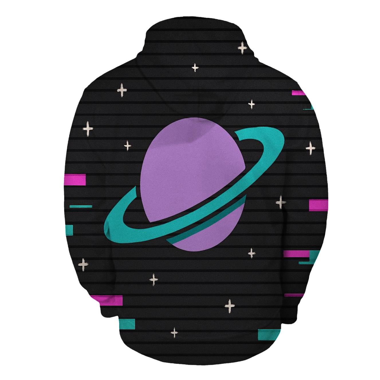 VHS Planetary Scanlines printed hoodies