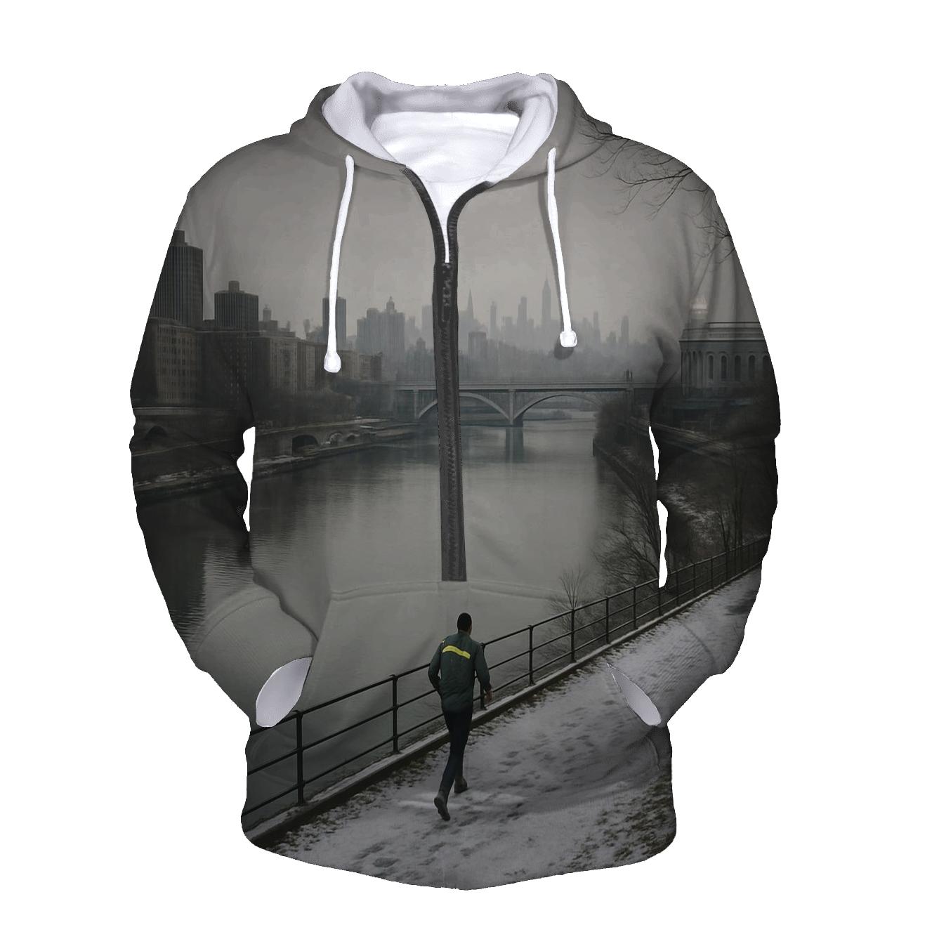 Harlem River Winter Haze With Yankee Stadium Edge embroidered hoodies
