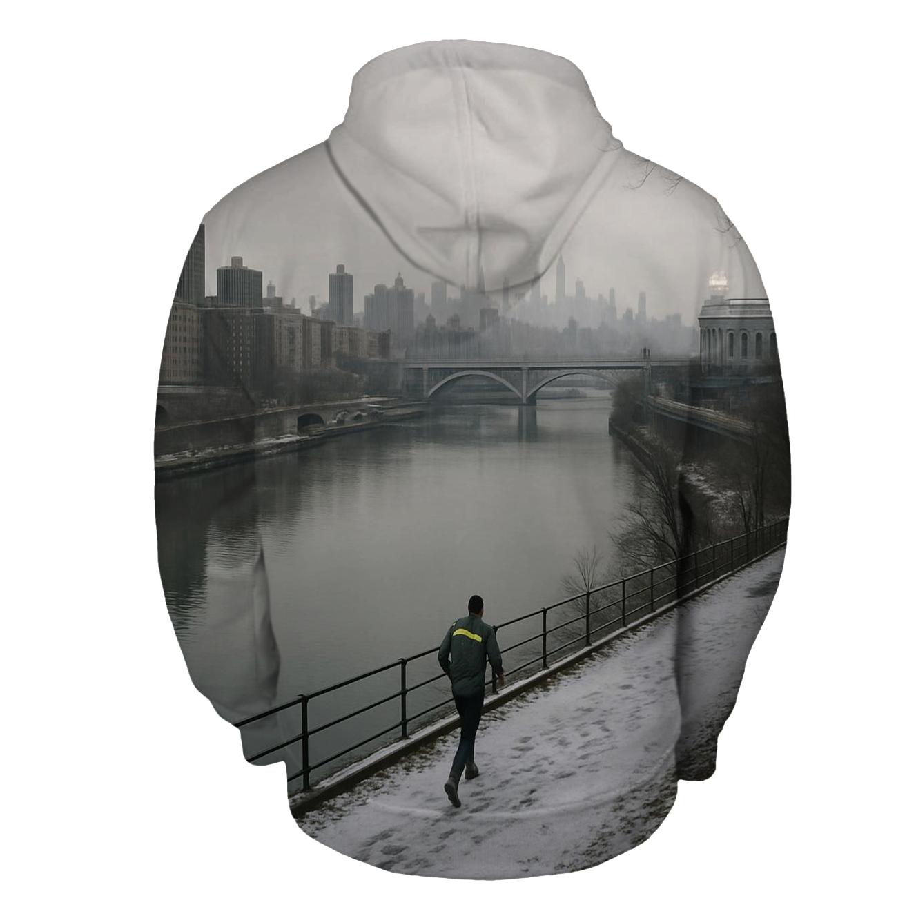 Harlem River Winter Haze With Yankee Stadium Edge embroidered hoodies