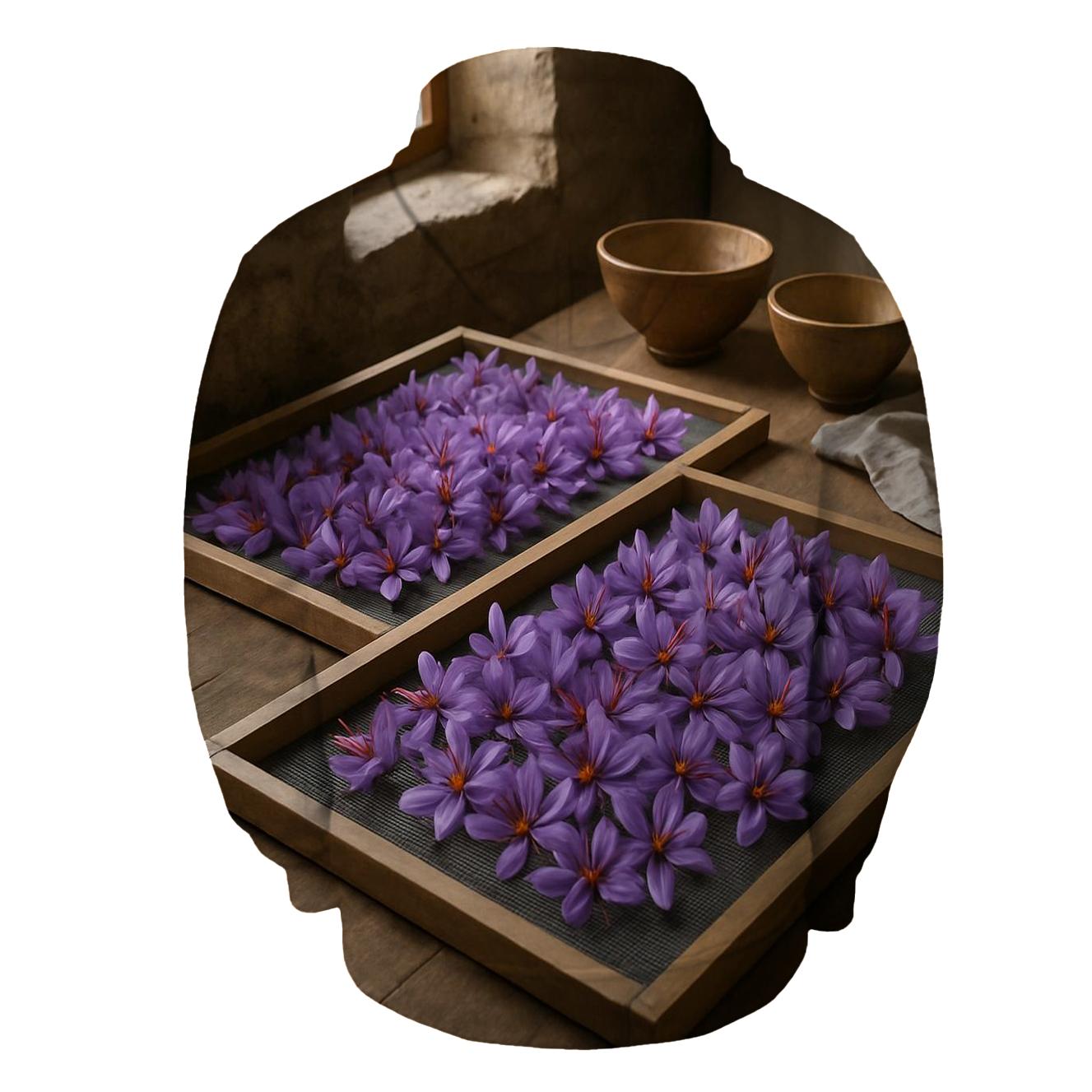 Saffron Crocus Harvest Trays Drying In A Stone Farmhouse Kitchen custom hoodies