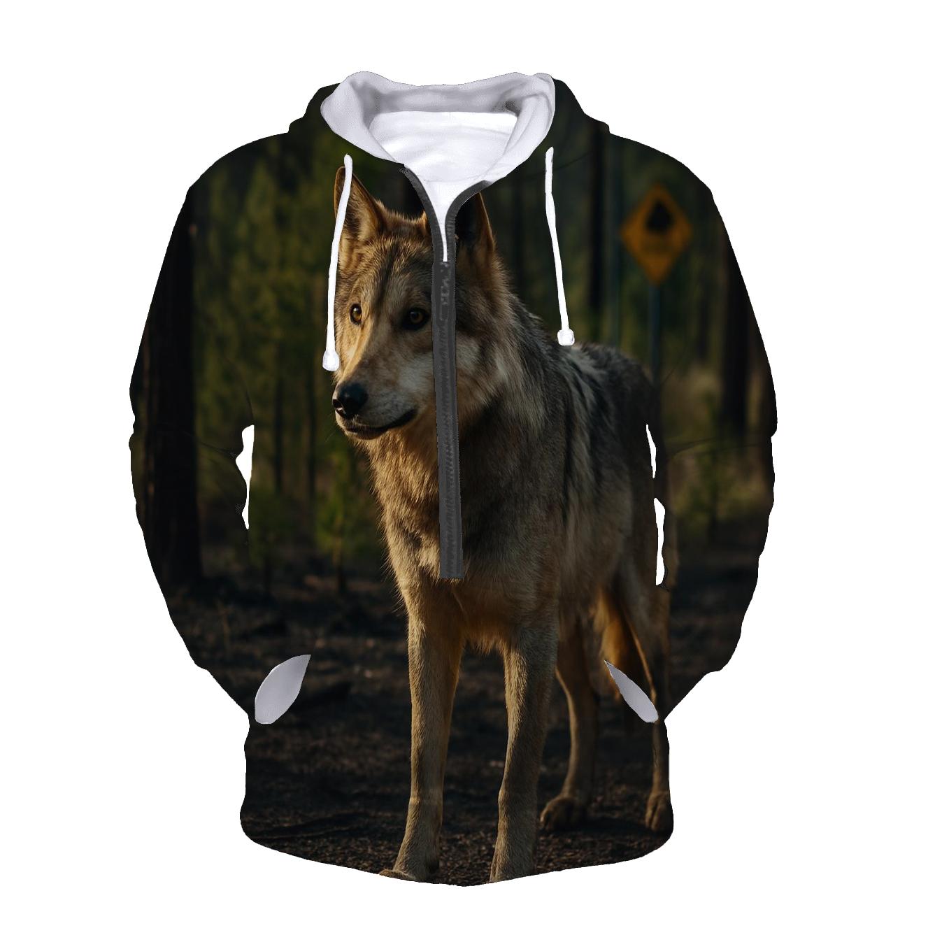 Mexican Gray Wolf In A Post Fire Ponderosa Edge designer hoodies